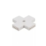 Female connector for RGB led strips, with 4 pins and 4 ports - + form